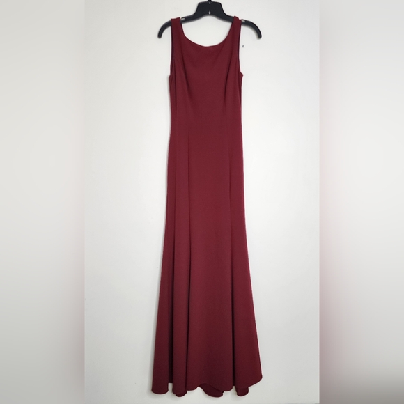BHLDN Misty Elegant Burgundy Open Back Long A-line  Evening Gown Sz 8 Bridesmaid - Picture 4 of 15